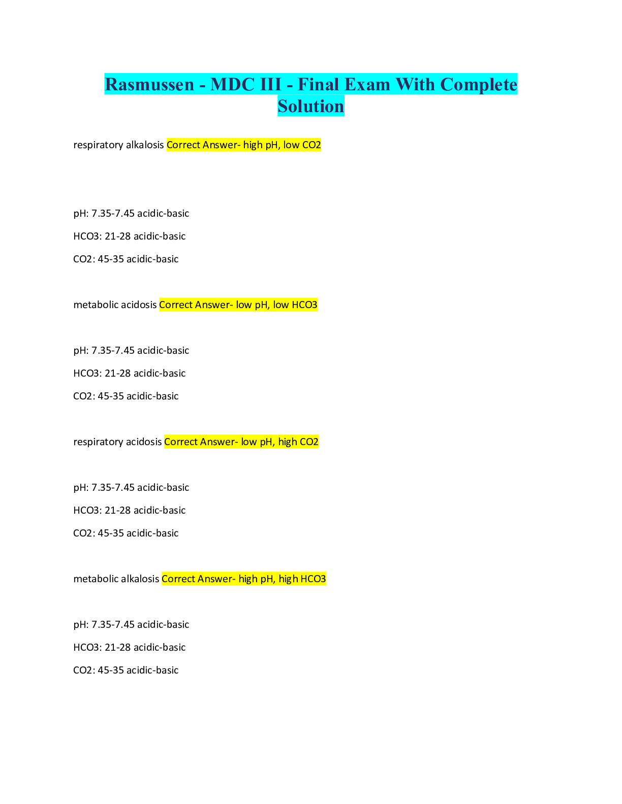 Preview image for Rasmussen - MDC III - Final Exam With Complete Solution